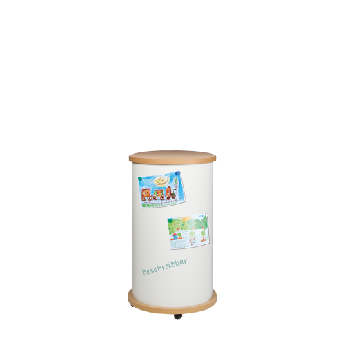Produkt Bild Mobile Litfa&szlig;&auml;ule mit Whiteboardoberfl&auml;che, Schultafelstahl, wei&szlig; KLS-STW