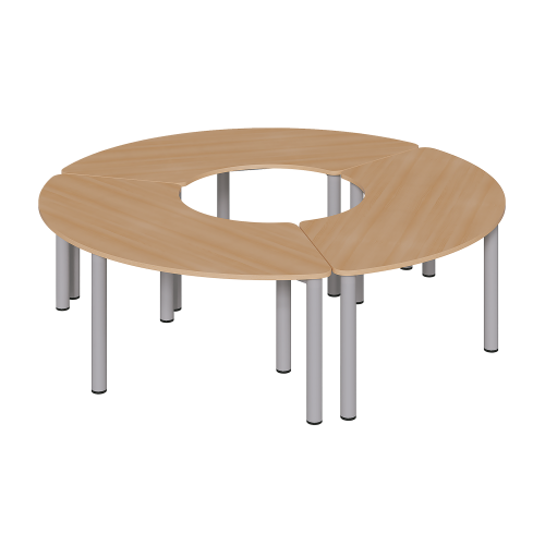 Produkt Bild Set aus 3 Drittelkreistischen mit Rundrohrfüssen, Melaminharzplatten TI 200R60SET