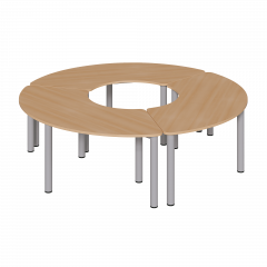 Produktbild Set aus 3 Drittelkreistischen mit Rundrohrfüssen, Melaminharzplatten TI 200R60SET