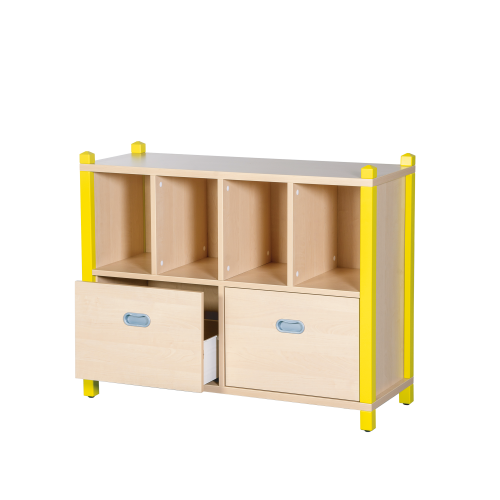 Produkt Bild Materialschrank stollenbauweise, 2 hohe Dekorsch&uuml;be, 4 F&auml;cher 0608 058 00