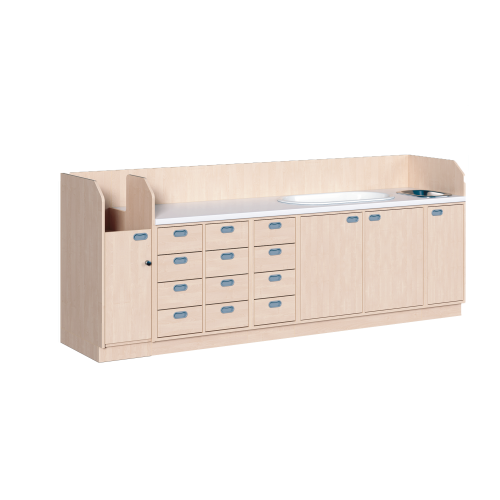 Produkt Bild Wickelkommode, vierreihig zuzüglich Badewanne und Waschbecken WIC 4-21 7BW