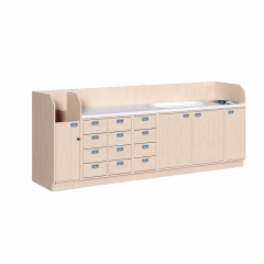 Productimage Wickelkommode, vierreihig zuzüglich Badewanne und Waschbecken