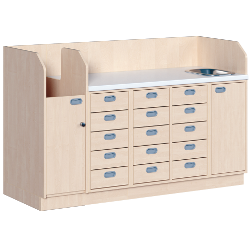 Produkt Bild Wickelkommode, vierreihig zuzüglich Waschbecken WIC 4-23 7 W