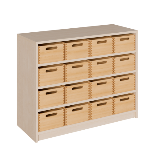 Produkt Bild Regal mit Holzkästen, 2 Ordnerhöhen - Serie evo180 