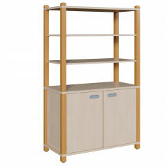 Produktbild Stollen-Schrank mit 2 T&uuml;ren, oben 3 offene F&auml;cher 