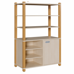 Produktbild Stollen-Schrank mit einseitiger T&uuml;r und 3 offenen F&auml;chern, hoher offener Regalaufsatz 