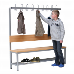 Produktbild Umkleidebank einseitig mit Sitzfl&auml;che Melamin und Hakenleiste 