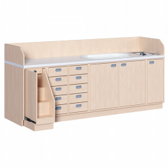 Produktbild Wickelkommode, dreireihig zuz&uuml;glich Badewanne und Waschbecken 