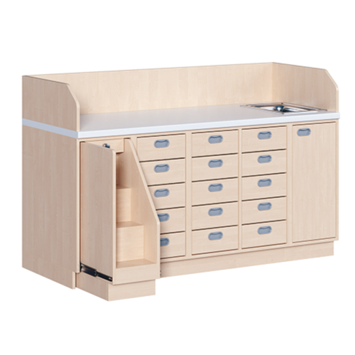 Produkt Bild Wickelkommode, vierreihig zuz&uuml;glich Waschbecken WIC 4-11 9 W