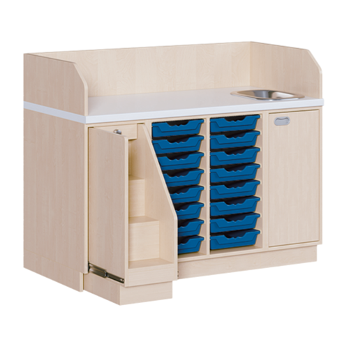 Produkt Bild Wickelkommode, dreireihig zuz&uuml;glich Waschbecken WIC 3-16 9 W