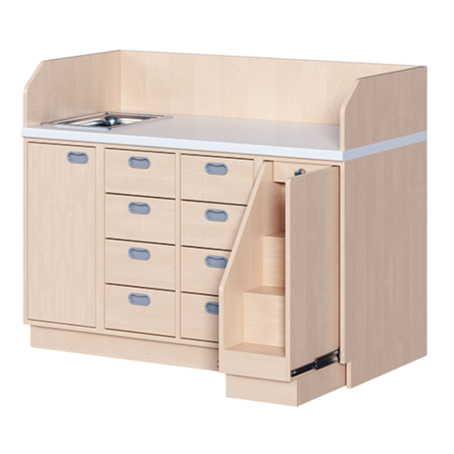 Produkt Bild Wickelkommode, dreireihig zuz&uuml;glich Waschbecken WIC 3-25 7 W