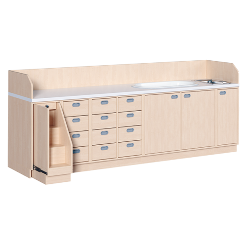 Produkt Bild Wickelkommode, vierreihig zuz&uuml;glich Badewanne und Waschbecken WIC 4-09 9BW